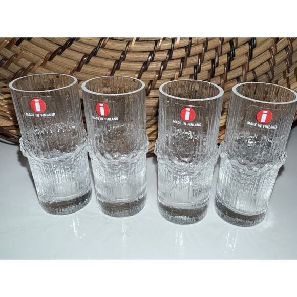 Littala Finland Niva shot Cordial 3 Inch glasses by Tapio Wirkkala Set Of Four - Picture 1 of 7